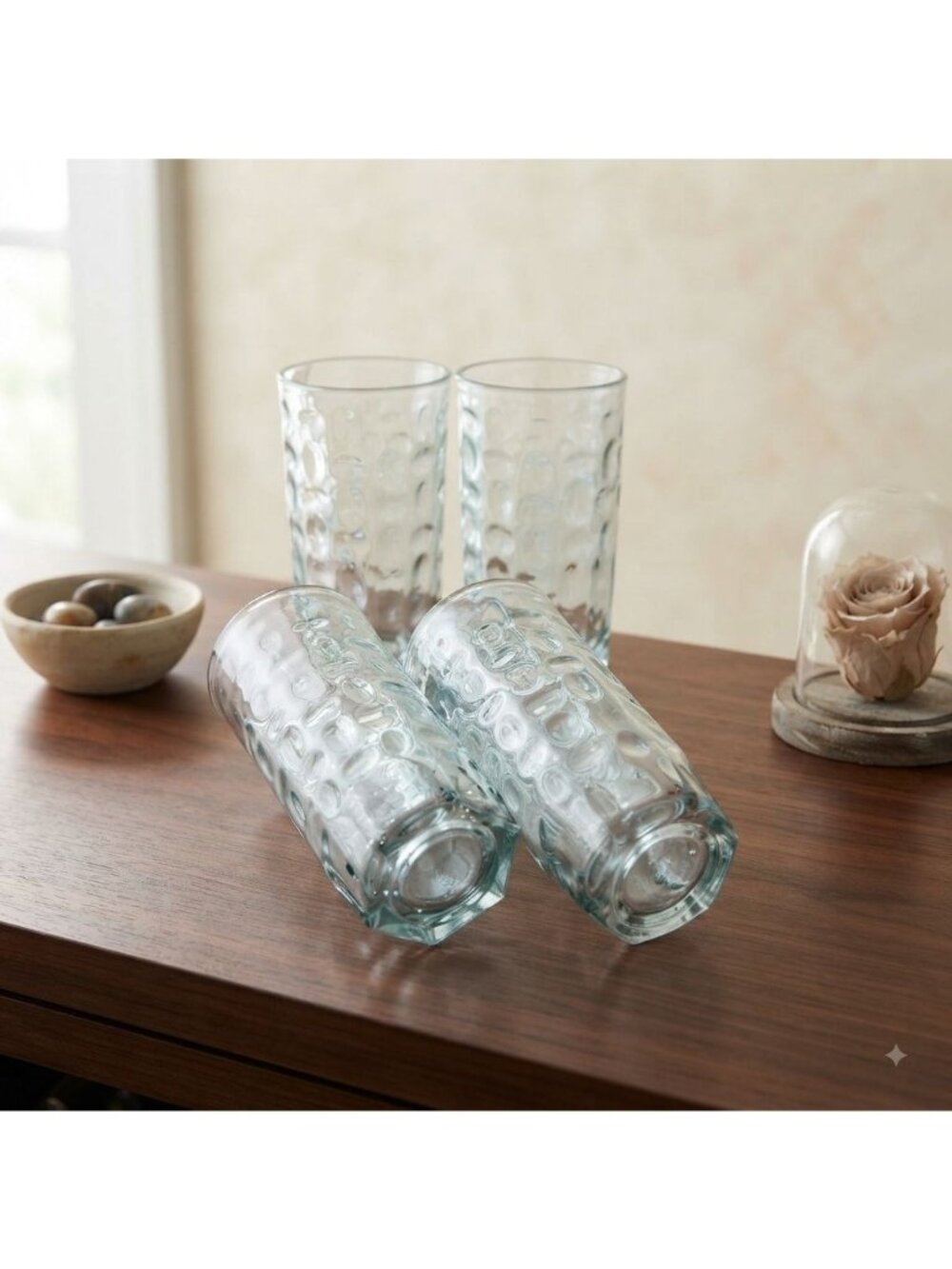 Vintage Libbey Crisa Dimpled Dots Juice Glasses Octagonal Base 5" Set of 4 - Picture 1 of 7